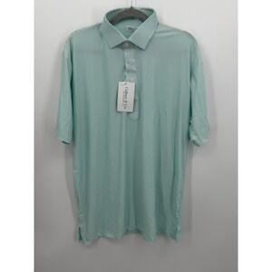 Collars & Co Polo Mens Large Green Stripe Featherweight Relaxed Dress Collar NEW